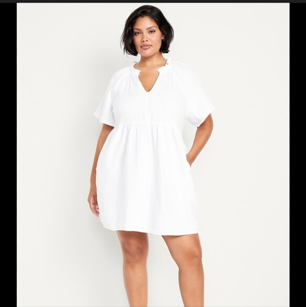 Crinkle Gauze Mini Swing Dress